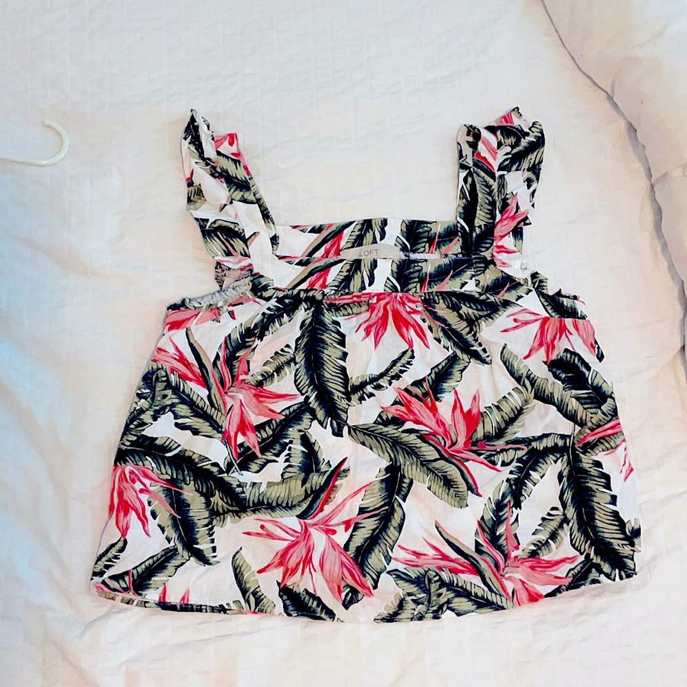 LOFT cotton flowing tropical print tank top